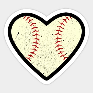 Vintage Retro Baseball Heart I Baseball Valentines Day Sticker